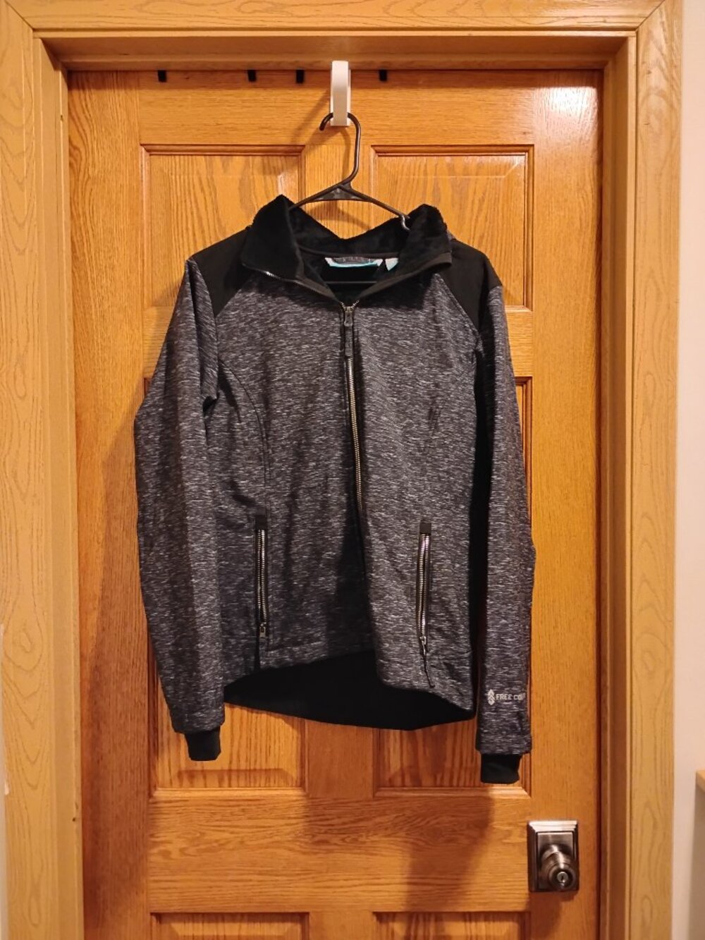 Free Country Women's Size M Fleece Lined Jacket Detachable Hood Gray & Black